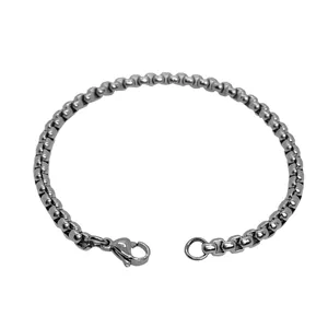 Minimalist unisex stainless steel square pearl chain bracelet with secure lobster clasp