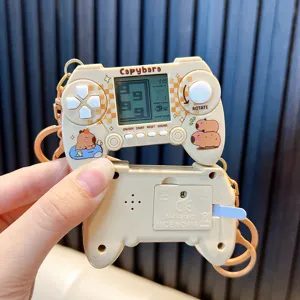 Mini console de jeu porte-clés Tetris avec un design mignon de Capybara en beige