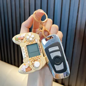 Porte-clés mini console de jeu portable avec motif Capybara pour cadeau
