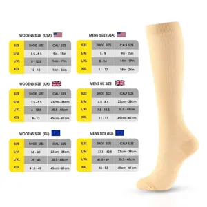 Uitgebreide maattabel voor compressiekousen met USA UK EU schoen en kuitmaten