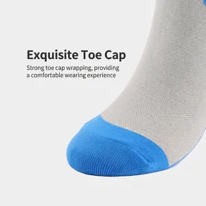 High-performance compression sports socks featuring a reinforced blue toe detail