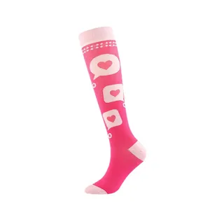 Pink heart pattern compression socks for sports running and Valentine's Day gift