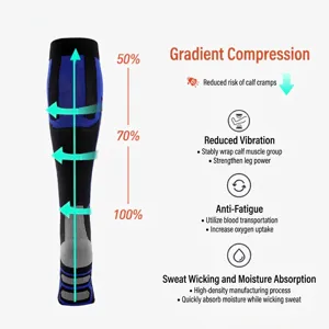 Professional gradient compression calf socks for running and cycling, moisture-wicking