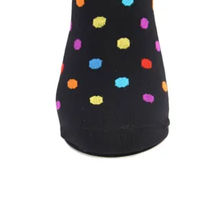 Chaussettes de compression noires avec un motif à pois colorés pour le soutien des jambes