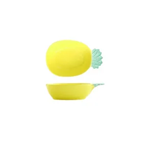 Creative pineapple shaped ceramic dipping sauce dish in bright yellow color for household use