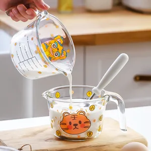 Verre doseur résistant à la chaleur avec poignée et motif tigre pour la pâtisserie