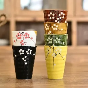 Japanese Creative Ceramic Mug Hand Painted Cherry Blossom Tea Cup Gift Porcelain Water Mug Home Restaurant Drinkware