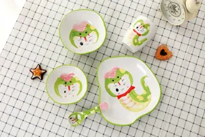 Service de table en céramique serpent dessin animé pour enfants avec bol et tasse