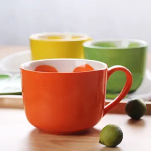 Creative vibrant ceramic watermelon mugs set for morning coffee and breakfast milk