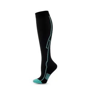 Black and turquoise compression sock side profile view
