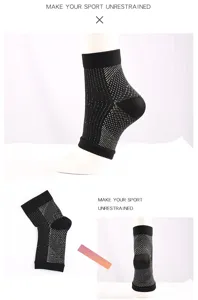 Detailed macro views of black elastic ankle compression sleeve for sports protection and yoga
