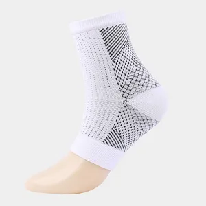 Professional white compression ankle support sleeve for running and yoga sports