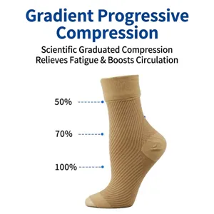 Professional 240N graduated compression foot sleeve for ankle support and recovery in beige