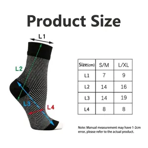 240N compression foot sleeve with ankle support size chart and measurement guide