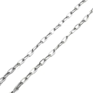 Detail macro view of polished silver iron square link chain for DIY jewelry making
