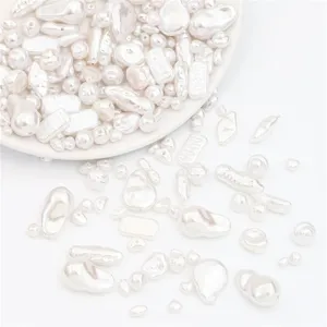 Close-up detail of mixed Baroque ABS imitation pearls for DIY jewelry making and crafts