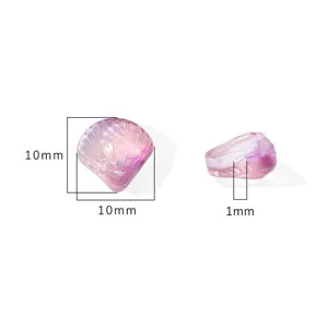 Dimensiones detalladas de las cuentas de vidrio irisado en forma de concha DIY 10x10mm