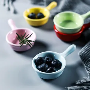 Set de mini-coupes à sauce colorées en céramique avec poignées de style japonais