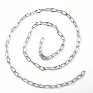 Close-up of silver rectangular link chain in spiral arrangement for DIY jewelry