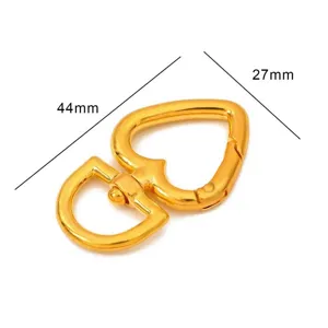 Heart-shaped alloy spring clasp with 44mm and 27mm dimensions for DIY jewelry projects