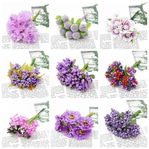 Estambres de flores de espuma púrpura para manualidades de horquillas y joyería artesanal DIY