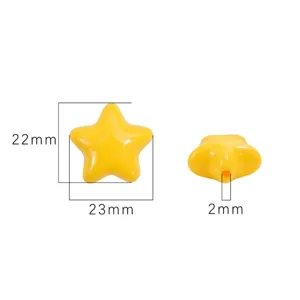 Dimensions of yellow acrylic star beads: 22x23mm with a 2mm threading hole