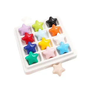 Colorful glossy star-shaped acrylic beads for DIY handmade jewelry and craft projects