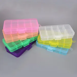 Stackable colorful multi-compartment transparent plastic storage boxes for jewelry organizer