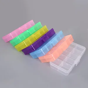 Set of multi-compartment colorful transparent plastic storage boxes for jewelry beads