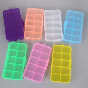 Set of 7 colorful 10-compartment transparent plastic boxes for jewelry bead storage