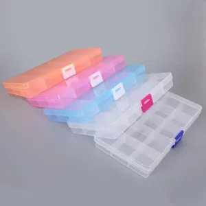 Set of multi-compartment transparent plastic storage boxes for jewelry beads and earrings