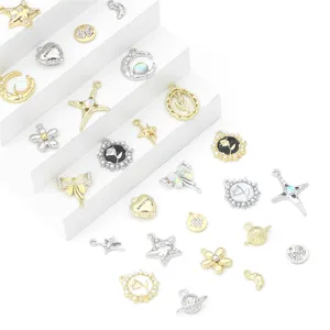 Vintage alloy charms set with stars planets and hearts for DIY jewelry making