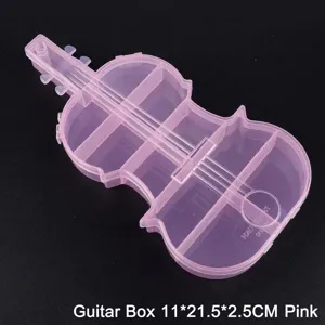 Organizzatore per gioielli a forma di violino con 7 scomparti in plastica rosa