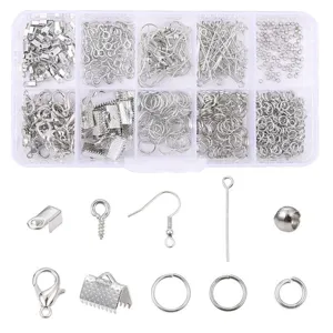 Umfassendes DIY Schmuckzubehör-Set mit silbernen Teilen in Organizer-Box