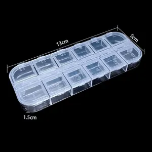 Scatola organizer in plastica trasparente a 12 scomparti per orecchini e perline, 13x5cm