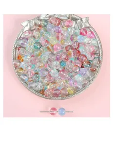 Macro detail of 8mm colorful dreamy jelly bubble glass beads for DIY jewelry making
