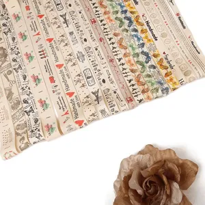 Detailed view of various printed cotton ribbons with vintage patterns for DIY crafts