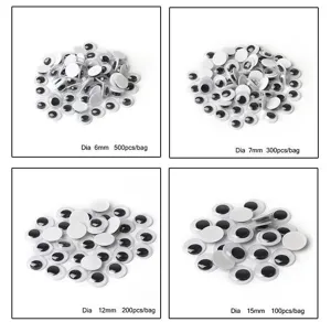 Σετ αυτοκόλλητα μάτια σε μεγέθη 6mm 7mm 12mm και 15mm για διάφορες κατασκευές χειροτεχνίας