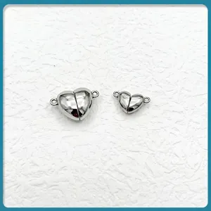 Stainless Steel Heart Shaped Magnetic Clasp Double Hole Connectors For Jewelry Making Bracelet Necklace Findings Steel Color Accessories
