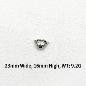 Heart-shaped stainless steel magnetic clasp with double loops for jewelry making