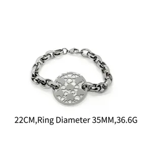 Bracciale a catena in acciaio inossidabile con ciondolo a cuore argento lungo 22 cm