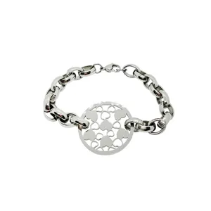 Bracciale a catena spessa in acciaio al titanio con ciondolo a cuore in stile hip-hop