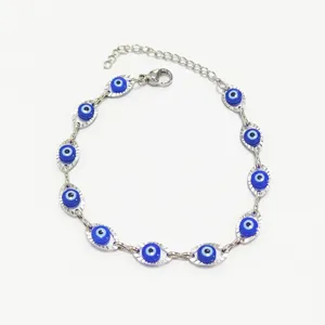 Bracciale Evil Eye in Acciaio Inossidabile per Donna Uomo Oro Argento Placcato Occhio di Nazar Catena Regolabile Gioielli Braccialetto