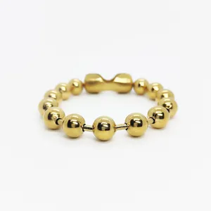Elegant gold-plated titanium steel bead chain bracelet for men and women on white background