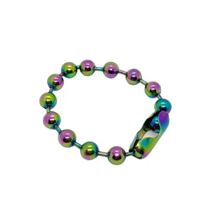 Iridescent titanium steel bead chain bracelet for men and women, stainless steel jewelry