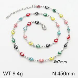Collana in Acciaio Inossidabile con Mano di Fatima e Malocchio per Donna Ciondolo in Smalto Oro Argento Gioielli Regalo