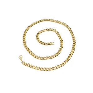 Collier chaîne à maillons cubains en acier inoxydable doré avec fermoir mousqueton
