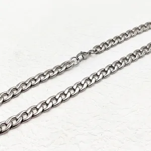 Collana a Catena NK in Acciaio Inossidabile Catena Minimalista a Maglia Grumetta Cubana per Uomo Donna Gioielli di Moda Acciaio Lucido Stile Semplice