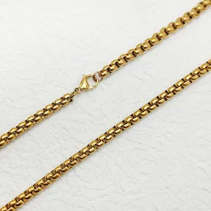 Professional high-quality gold stainless steel box chain necklace for men and women's daily wear