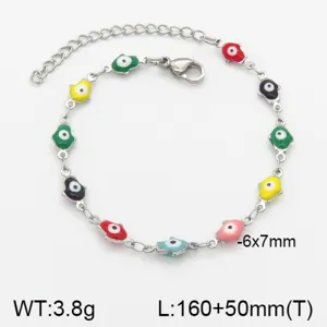 Vista dettagliata del bracciale Hamsa eye in acciaio inox colorato con misure precise